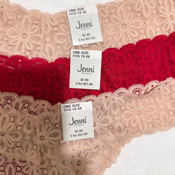Jenni Intimates Womens Chai Red Plus Size Fits 1X-3X One Size (3) Pairs ~ NWT - Picture 4 of 5